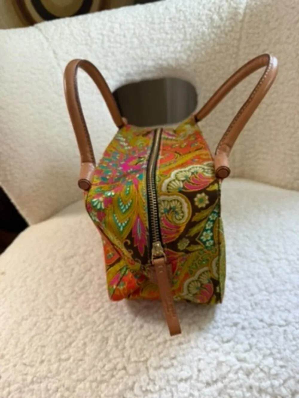 Authentic Kate Spade New York Vintage Paisley Canvas Satchel/Bowler Bag.